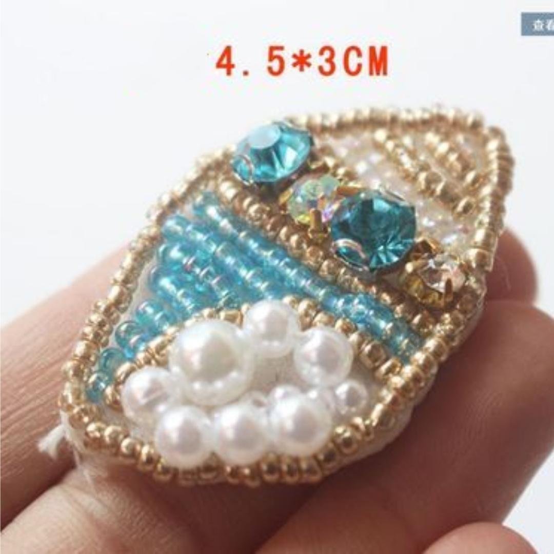 

3 шт., свежие тканевые наклейки ручной работы с бисером, модные наклейки с нашивками, декоративные аппликации для одежды, нашивки со стразами, сшитые вручную