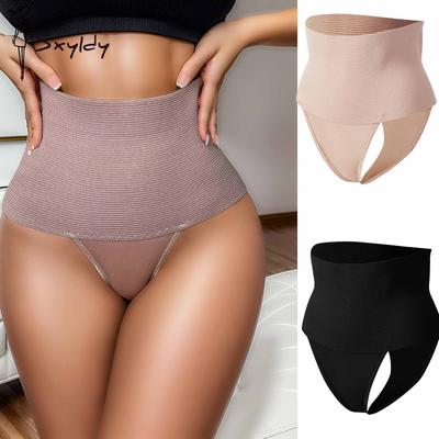 Womens High Waist Control Shaper Thongs Breathable Comfort Elastic Intimates Shapewear Panties Thongs High Waist Flat Belly