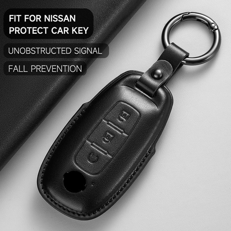 Leather Car Key Cover Case Protection Shell Keychain For Nissan X-Trail T33 Qashqai J12 Altima Teana Maxima Quest Patrol Murano