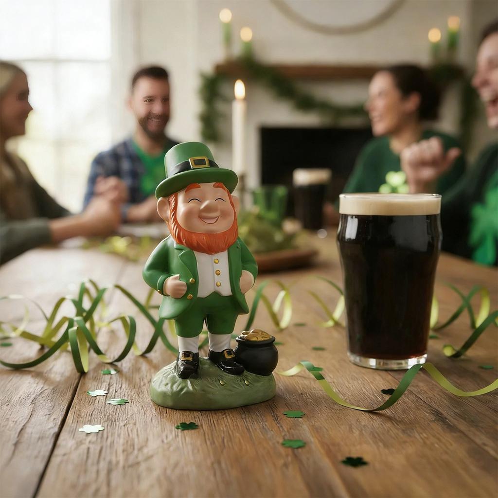 Costeam Leprechaun Figurine Decorative Ornament,Festive Craft For St Patrick’s Day Home Decor And Holiday Display
