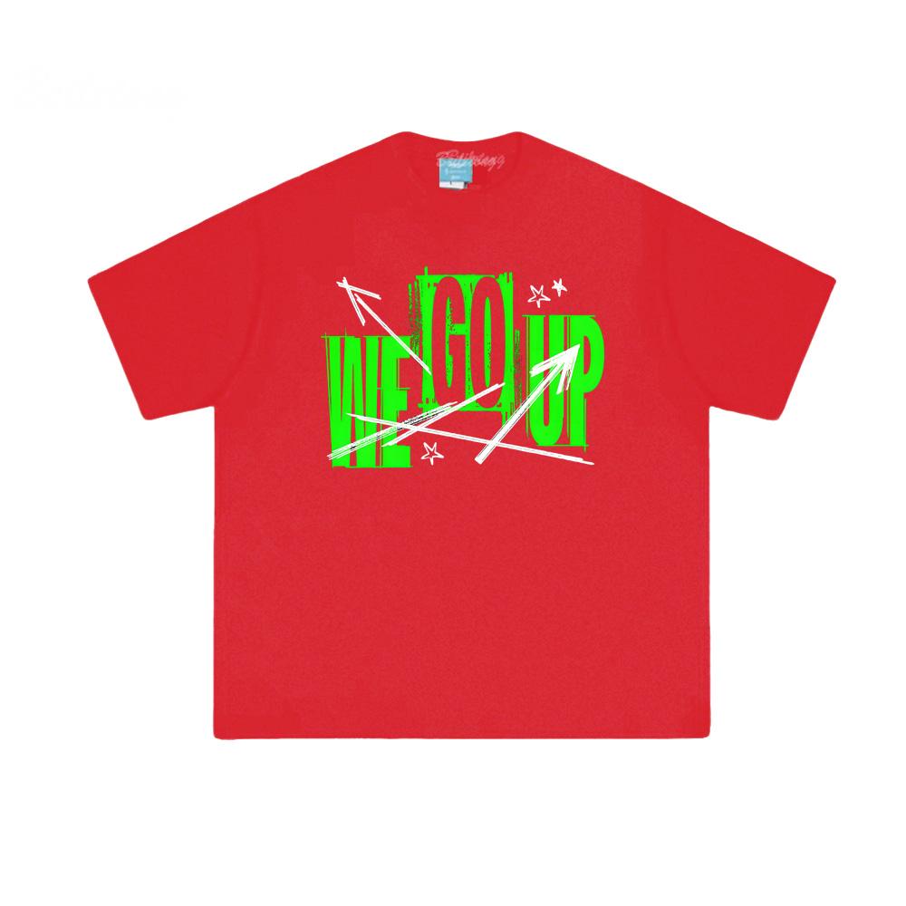 

WE GO UP T-SHIRT 2025 Korean Girl Group Baby Band Monster s Same Style Comfortable 100%Cotton Clothing High Quality Tops XXL красный