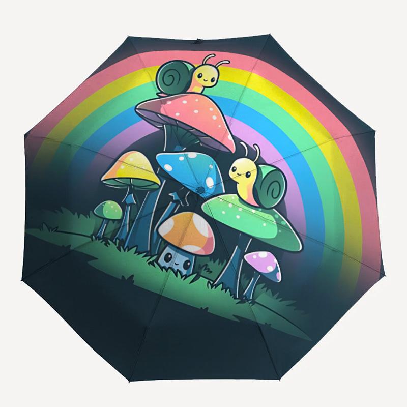 

1pc Mushroom Snail Automatic Open/Close, Foldable Compact Umbrella with 8-Rib Shaft, Perfect Gift For Men And Women, Casual Style, Vibrant M