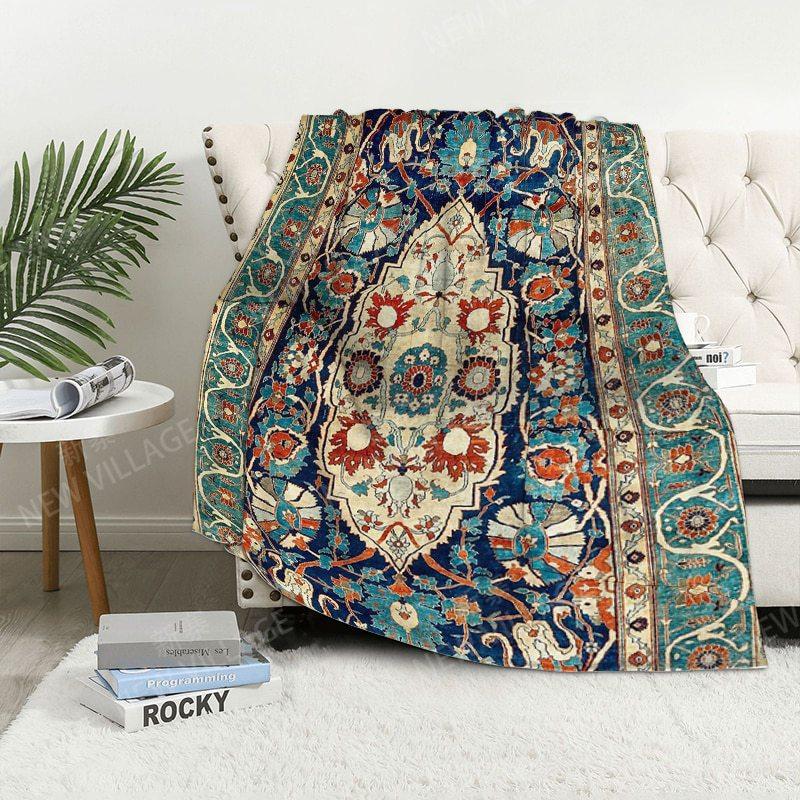 Bohemian Pattern Digital-printed Polyester Bedroom Velvet Flannel Cover Blanket Fleece Soft Sofa Cover Blankets for Beds