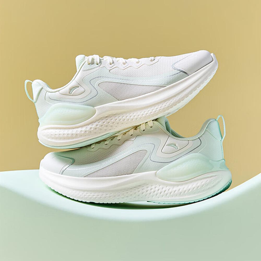 Anta Cloud Bounce Soft Bottom Comfortable Shock Absorption Rebound Low Top Casual Running Shoes Women sneaker White Green 922535537-2