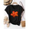 Retri Flower T-shirt V Neck Casual Fashion Floral Printed T Shirts Women Short Sleeve Tee Shirt V-Neck Graphic Tee