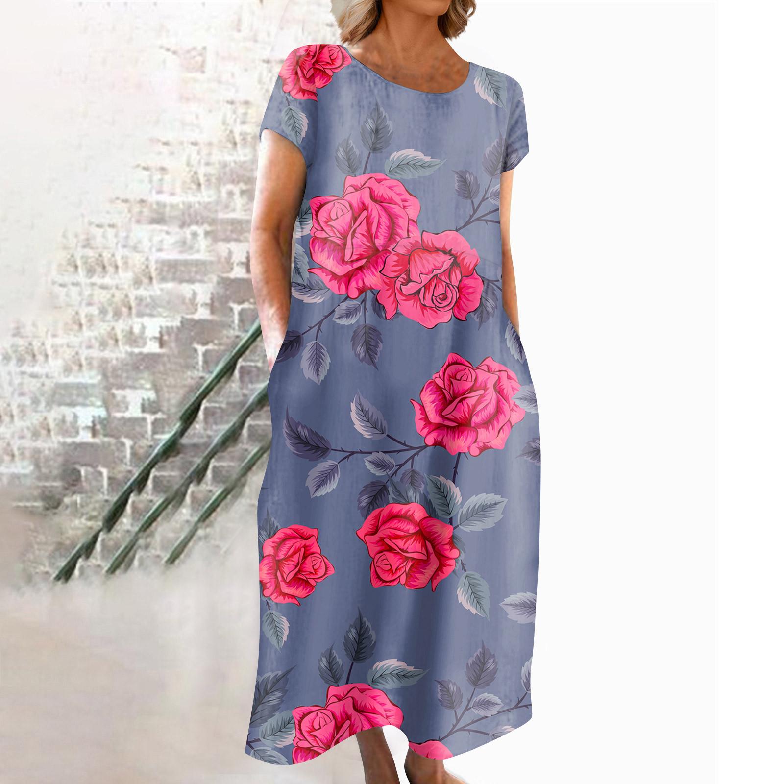 Модное женское летнее платье с круглым вырезом и повседневным модным пуловером с принтом — фото 8