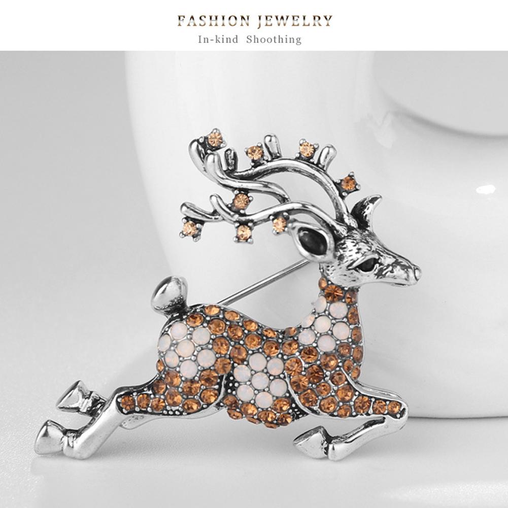 Women Lady Creative Cartoon Sika Deer Brooch Clothing Accessories Christmas Xmas Gift