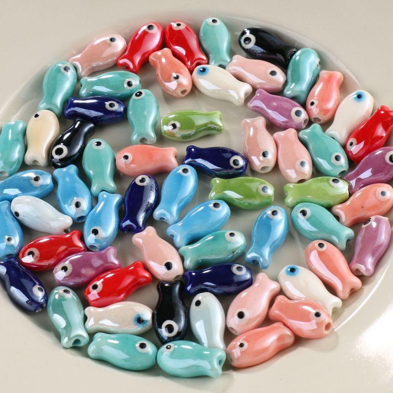 10Pcs Little Fish Ceramic Beads Diy Necklace Earrings Jewelry Accessories Pendants Loose Beads For Crafting