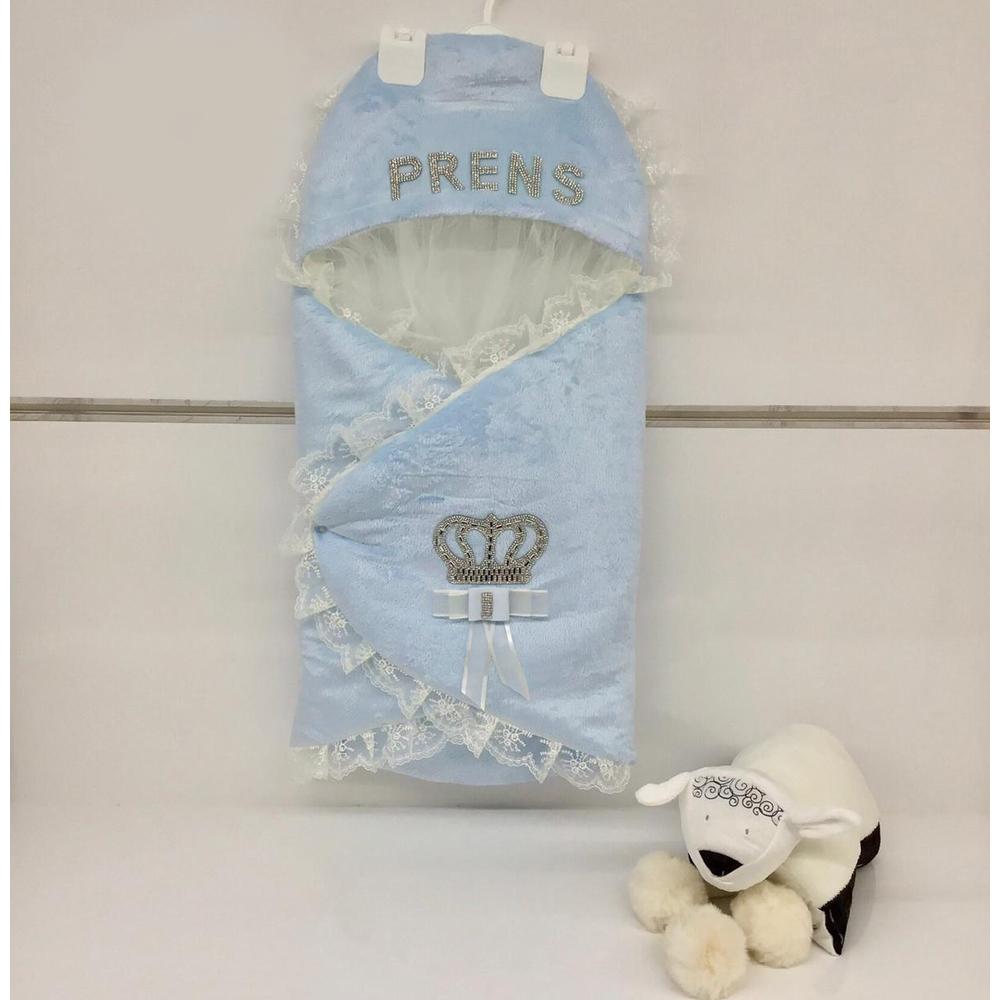 

Пеленальная и воротниковая детская кроватка с перьями ручной работы для новорожденного STANDART синий