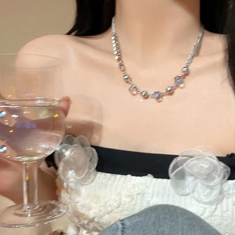 ins style design versatile necklace women's opal pearl splicing collarbone chain neck chain pendant jewelry