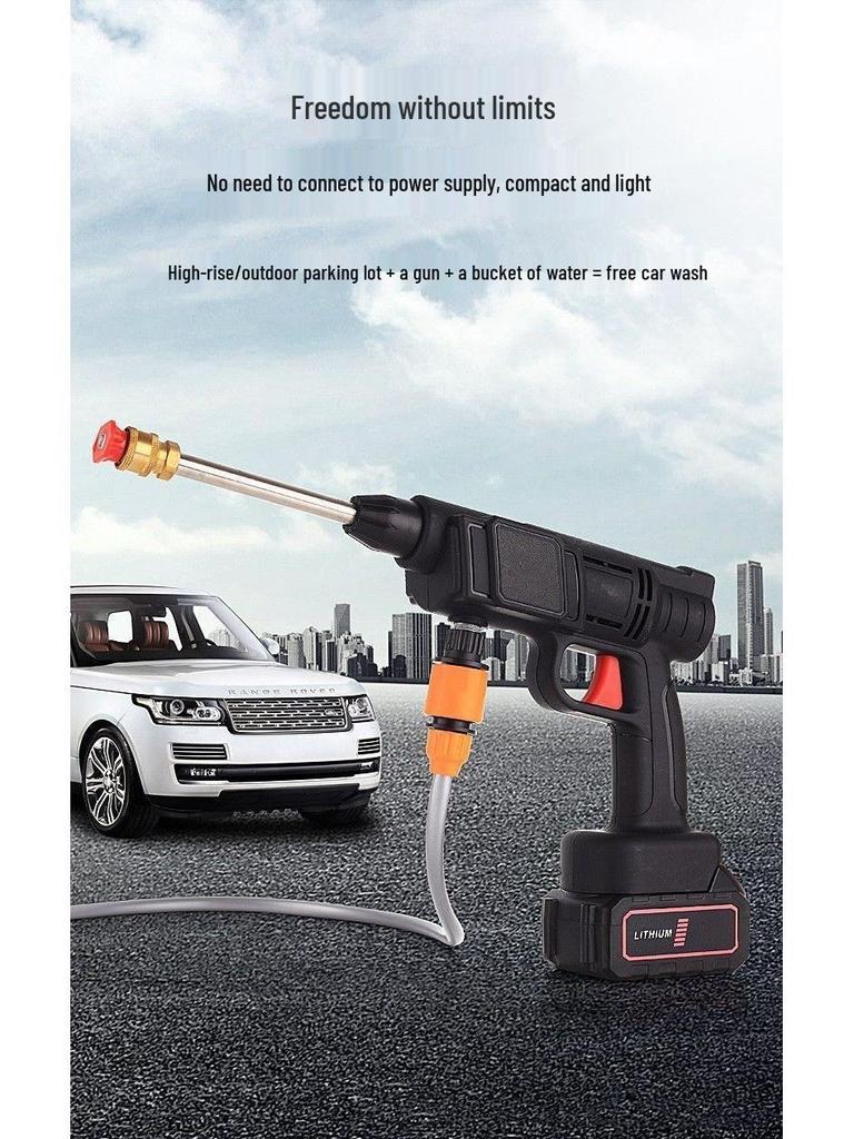 Cordless Rechargeable High-Pressure Car Washer with Lithium Battery