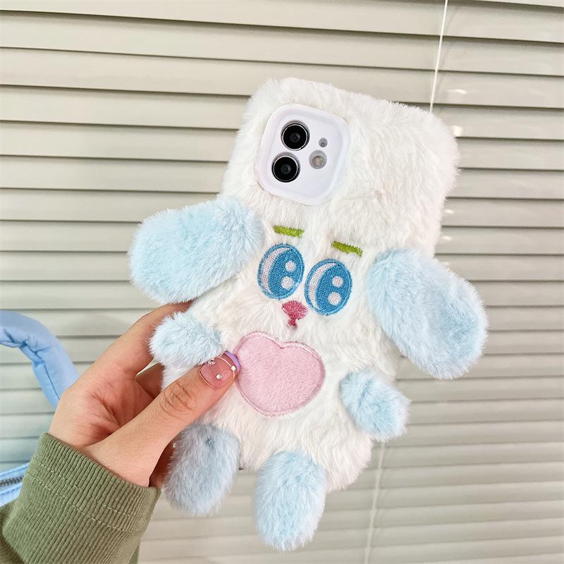 Βελούδινη Φθινοπωρινή/Χειμερινή Θήκη Τηλεφώνου Apple: Χαριτωμένο Σχέδιο Κινουμένων Σχεδίων, Προστασία από Πτώσεις για Μοντέλα iPhone 8 έως 14 Pro Max.