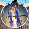 Bird Flower Print Round Beach Towel Microfiber Circle Bath Towels Quick Dry Absorbent Pool Towels Sand Free Shawl Beach Blanket