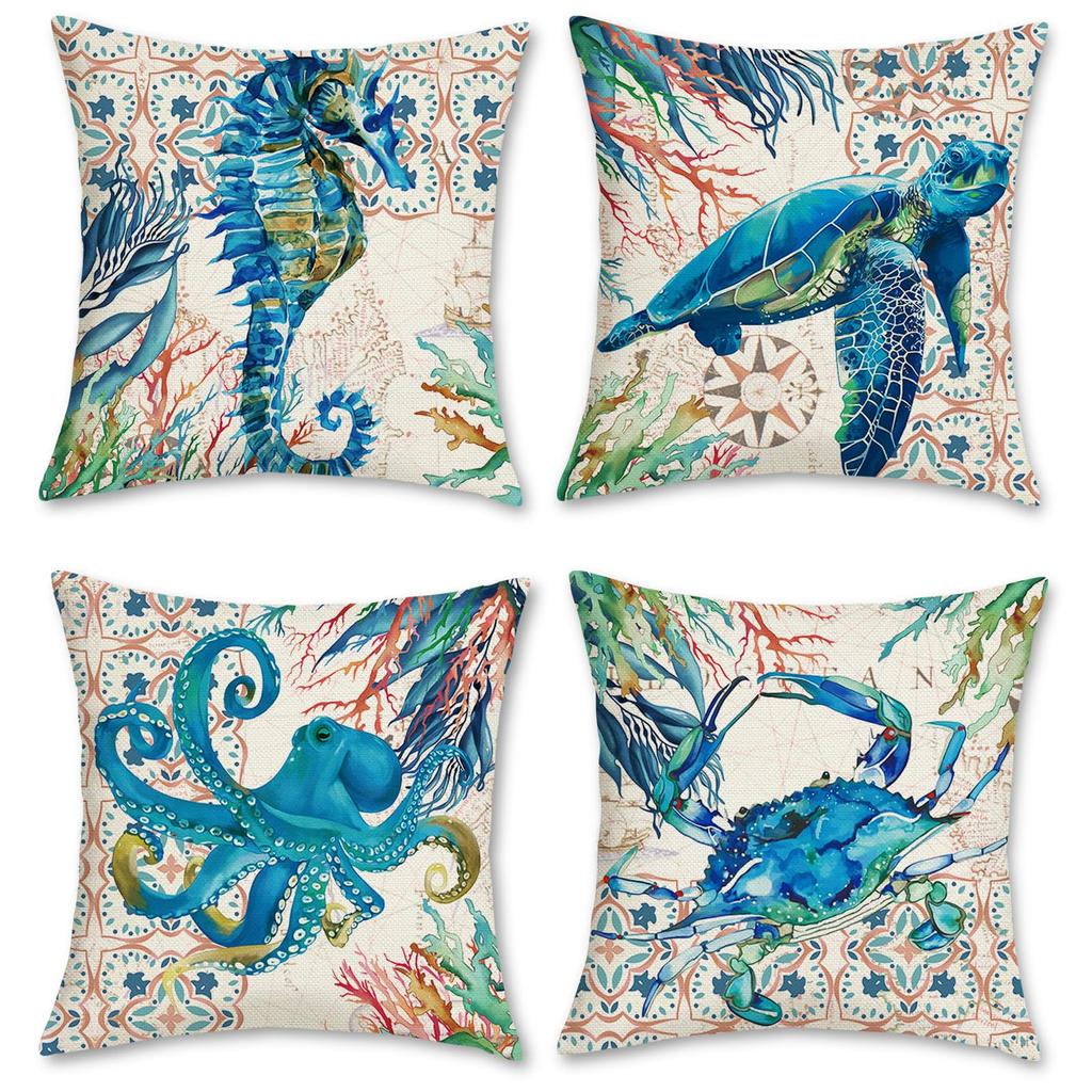 4 st linne-kuddöverdrag 45x45 cm Dekorativa kuddöverdrag för soffa, sovrum, vardagsrum Heminredning Kuddöverdrag med dragkedja