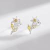 MODIAN 925 Sterling Silber Schlichte Blumenopal-Ohrstecker Elegante Kristallohrstecker für Frauen Trendy Glänzende Ohrstecker Feiner Schmuck Geschenk