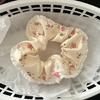 Lace Trimmed Floral Hair Scrunchy Hair Decors Stretchy Soft Fabric Ponytail Holder for Women Girls Various Hairstyles