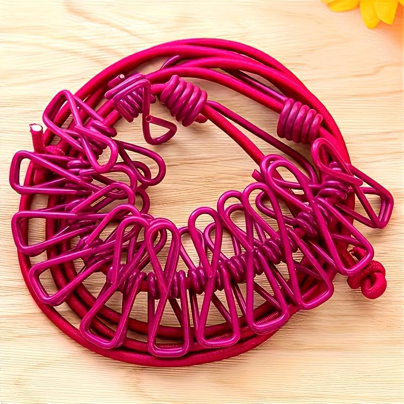 Portable Travel Clothesline with 12 Clips Available In 4 Colors - Windproof, Retractable, and Elastic Laundry Line, Clotheslines