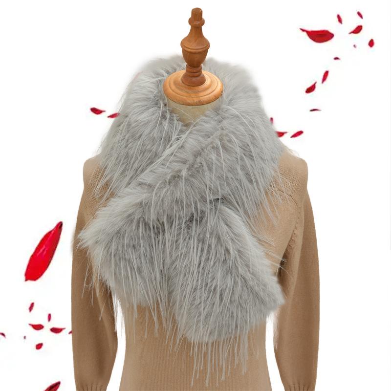 Fashionable versatile fur scarf, unisex neck warmer, double-layer thickened, warm and elegant faux fur scarf, fisherman hat