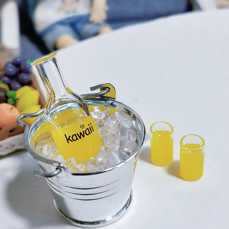 [JN] 1Set 1/12 Dollhouse Mini Fruit Vegetable Drink Bottle Model Doll Home Miniature Kitchen Scene Decoration