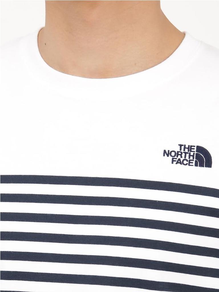 The North Face Short Sleeve Paneled Striped UV Size M Men's Tee, Quick-Drying, Protection, White,