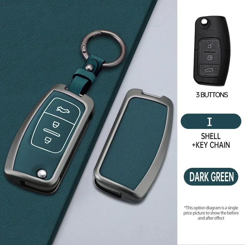 

New alloy Folding Key Cover Bag For Ford Focus2 MK2 Fiesta Mondeo Galaxy Falcon Territory Ecosport Shell Case Keychain Protector