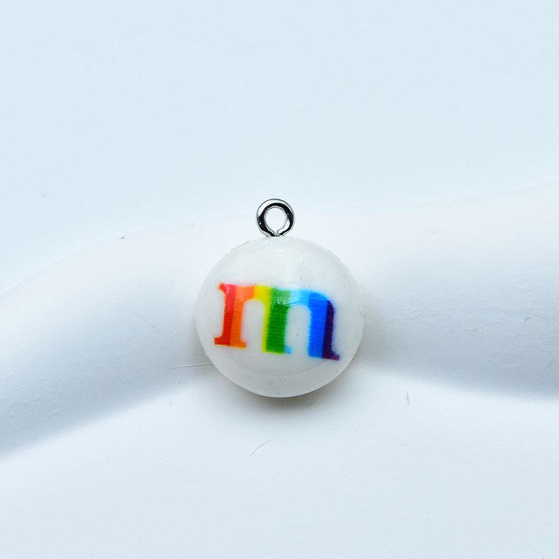 Colorful Food Toy Keychain: Cartoon Resin Chocolate Bean Pendant for DIY Jewelry Accessories