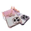 Applicable to Apple 17 Dragonfly bracket, mobile phone case, electroplated iPhone16 four-corner anti-drop i17Pro glitter protective case.