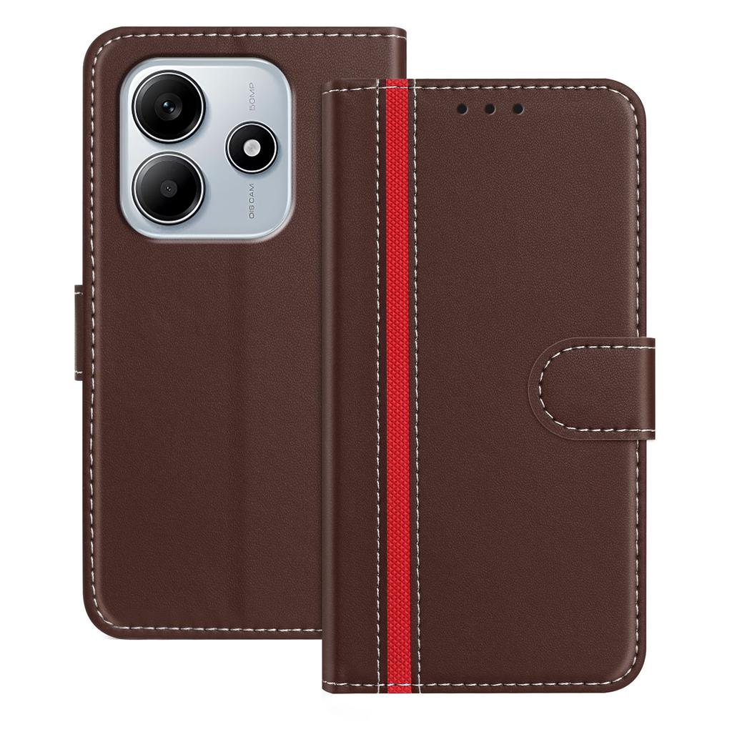 For Xiaomi Redmi Note 14 4G (164.84x78.15x8.16mm) Phone Cases Wallet Stand Color Splicing Leather Cover with Magnetic Clasp