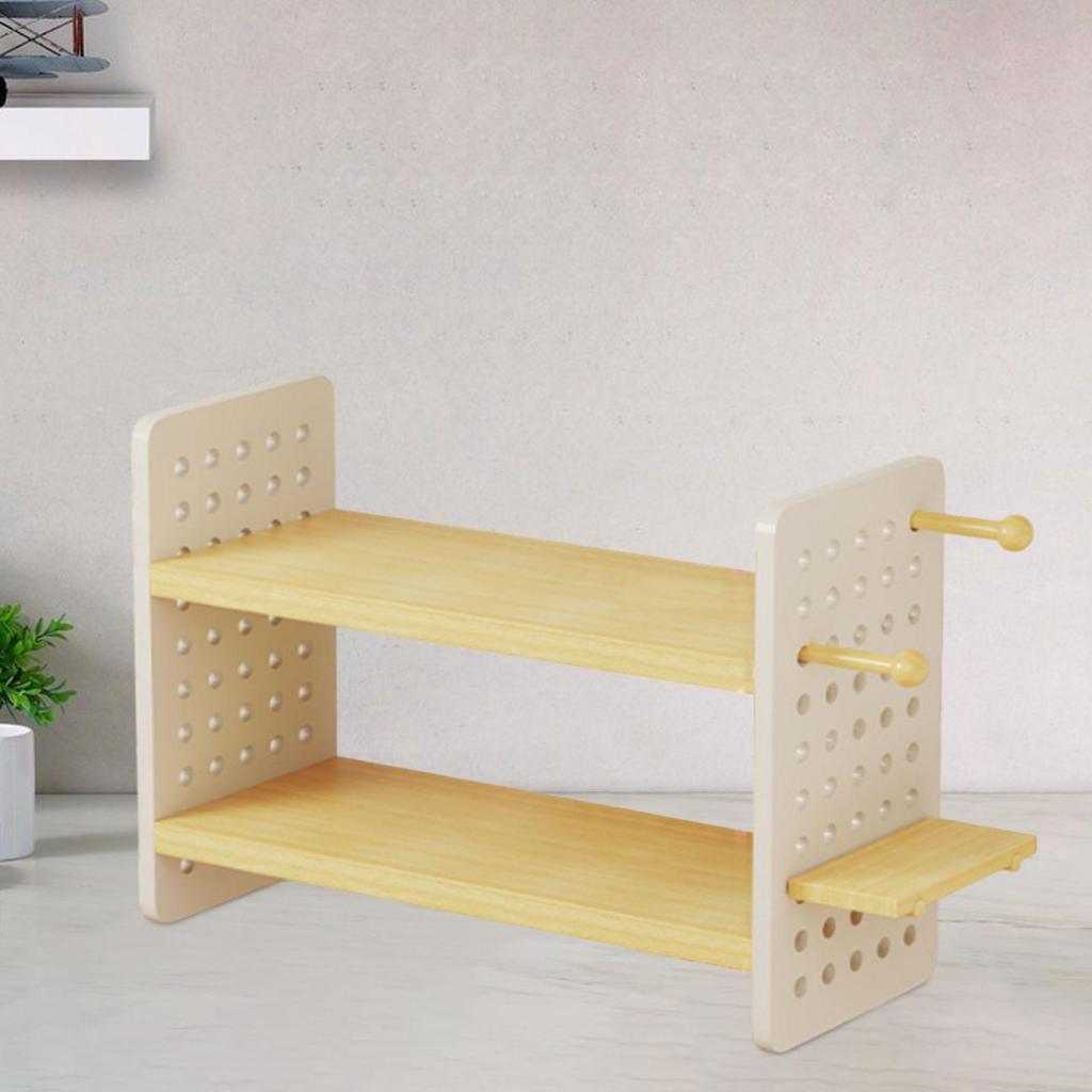Desktop Organizer Shelf with Open Top Compartments Multi Layer Desktop Display Hole Board Bookcase for Home Office Dormitory