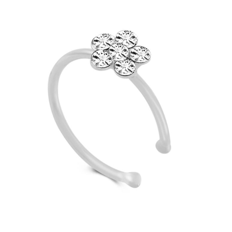 

1Pc Small Thin Clear Flower Nose Ring Charm Nose Ring Jewelry