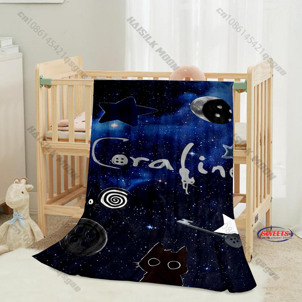 6 Sizes C-C0raline Print Blanket Warm Soft and Comfortable Home Travel Blanket Sofa Bedding Cover Blankets Gift for Friends Kids