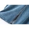 Vintage Back Split Half-body Skirt Women Design Leather Plate High Waist A-Line Mid-Length Straight Covered Flesh Package Hip Cowboy Denim Skirt