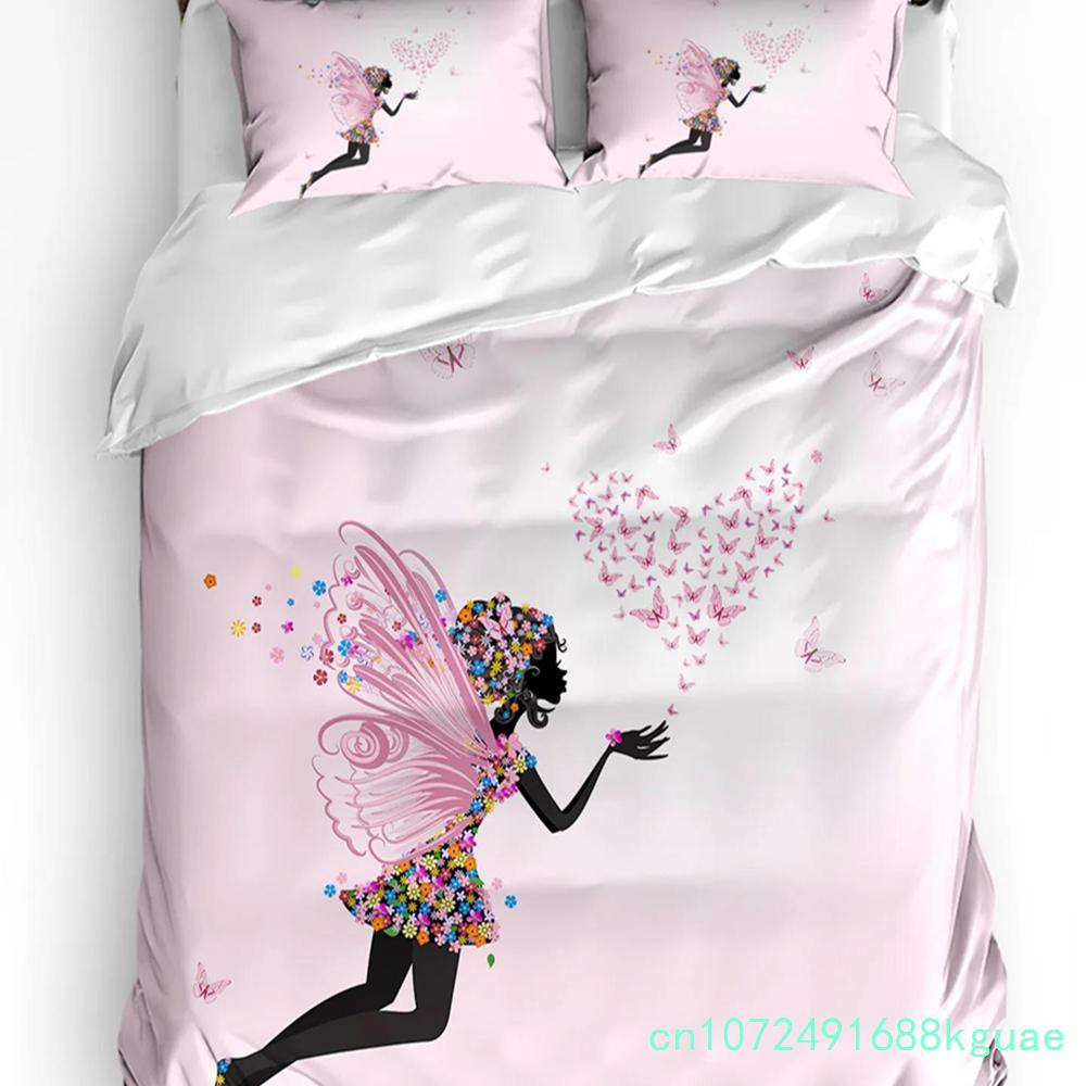 Lily Flowers Butterfly Water Surface Duvet Cover 3pcs Bedding Set Home Textile Quilt Cover Pillowcases Room Bedding Set No Sheet