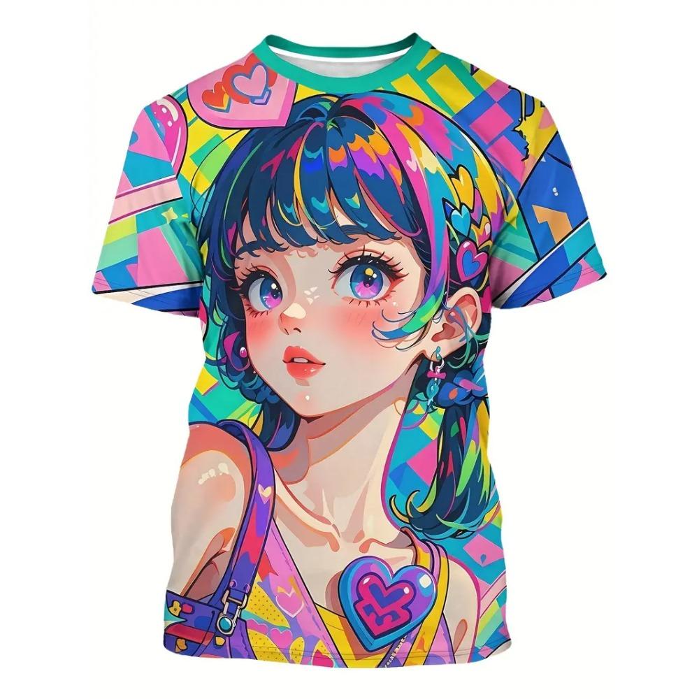 2026 Men's Anime Samurai Girl 3D Printed Fashion T-Shirt for Adults-Street Trend Style Short-Sleeved