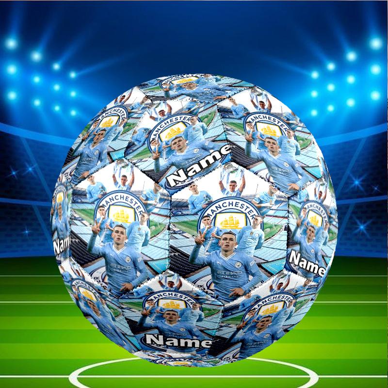 Individueller Name Personalisierter Manchester City FC-A Druck Größe 5 Fußball Training & Spiel Fußball, für Team, Kicken, Geschenk für Fußball-Enthusiasten