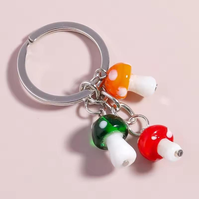 Lovely Mushroom Keychain With Colorful Glass Designs For Keys Bags And Personalize Accessories