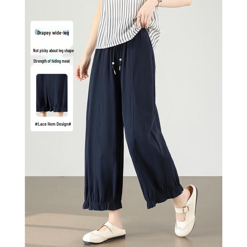 TERRE BLEUE Women s Ice-Feel Wide-Leg Cropped Pants 30