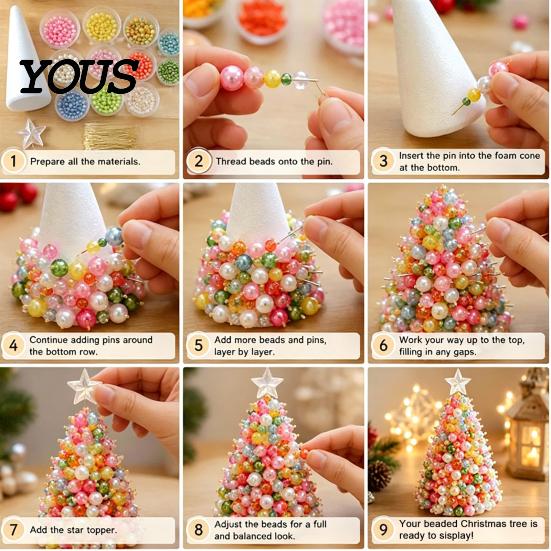 Christmas Tree Craft Kits for Adults Dreamy Beaded DIY Kit, Handmade Holiday Craft, Multicolor Creative Seasonal Ornament Projects Adults, Tabletop