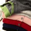 IHUASU Patchwork Wool Knitted Cardigan Women's Spring and Autumn Simple Versatile Bottoming Shirt Jumper Coat