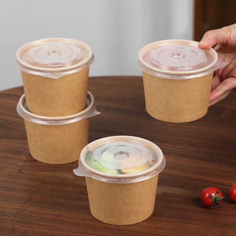 Fangcaodi Disposable Bamboo Fiber Paper Bowls with Lids