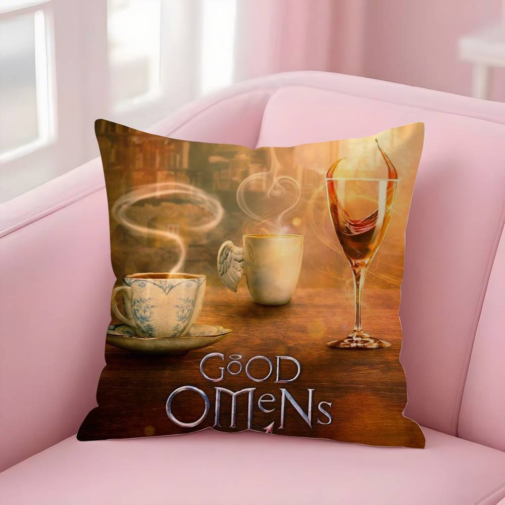 Tv G-Good Omens Pillow Case Plush Fabric Soft Double-Sided Printed Sofa Warm Winter Home Gift Cushion Cover
