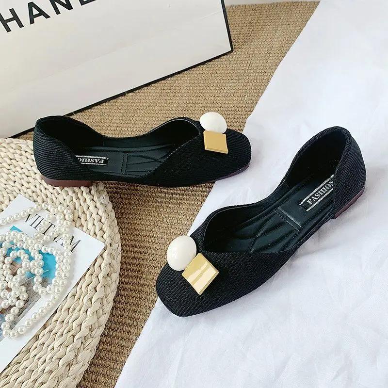 Fashion Women's Flat Shoes Slip-on Office Pink Square Toe Comfortable and Elegant Young Social Casual Wholesale Stylish Ladies Footwear