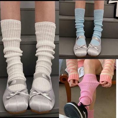 Women's Chunky Knit Over-the-Knee and Mid-Calf Mesh Socks - Breathable Ice Silk, Perfect for Outer Wear