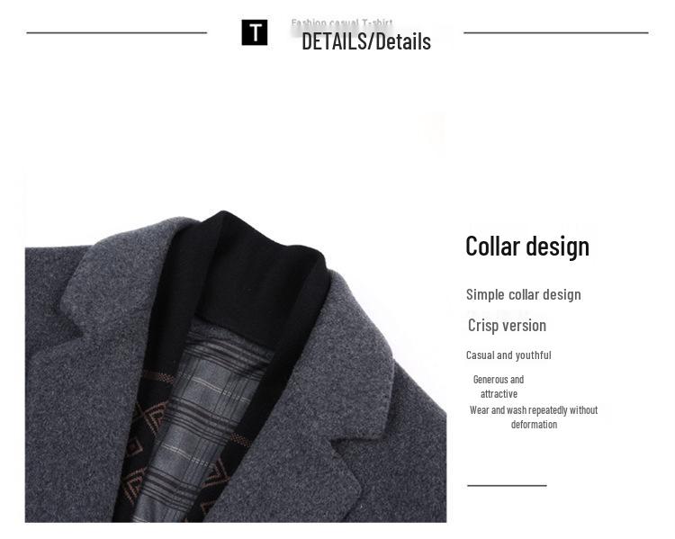 Men's Mid-Length Woolen Coat - Autumn/Winter Suit Collar Business Casual