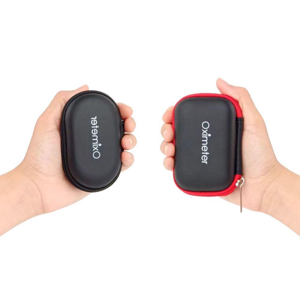 Zipper Pulse Oximeter Storage Bag Carrying Case Finger Pulse Oximeter Pouch Data Cable