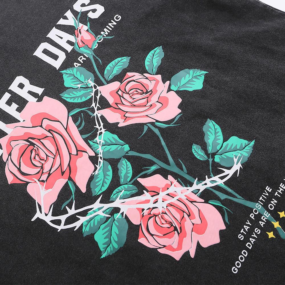 China-Chic High Street Rose Red Short Sleeve T-shirt Men Ins Fashion Trend Loose Worn Round Collar Half Sleeve T-shirt Top Fashion