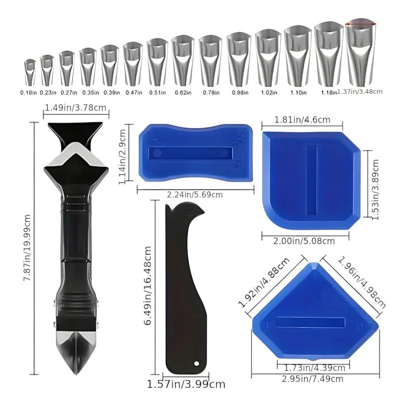 35pcs 3 in 1 Silicone Remover Sealant Smooth Scraper Caulk Finisher Grout Kit Tools Floor Mould Removal Hand Tools Set 35Pcs