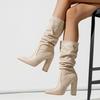 Women's Pointed-toed One-pedal Winter Fashion Thick-heeled High-heeled Boots Fashionable and Comfortable Women's Boots Chunky Heel
