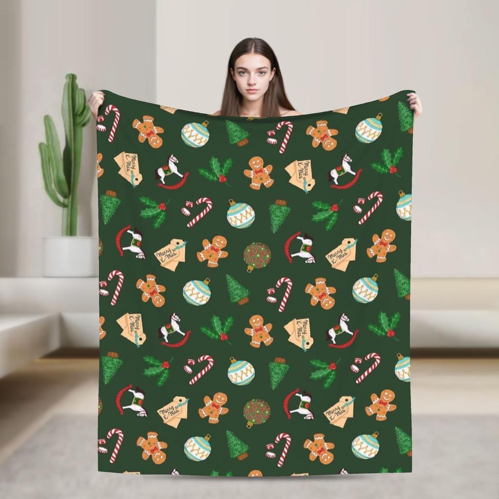 Warm Blanket Girls Boys Picnic Reindeer And Snowflake Christmas Throw Blanket Flannel Bedspread For Home Decor Sofa Bed Cover