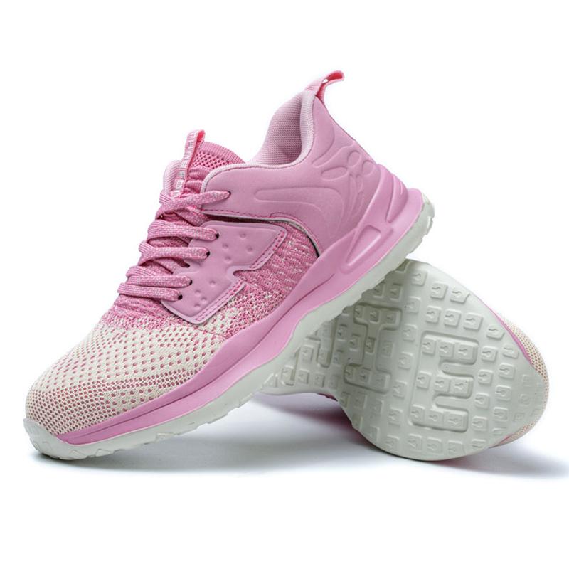 Breathable Work Sneakers Women Men Safety Shoes Lightweight Anti-Smash Pink Work Shoes Women Protective Steel Toe Shoes Female